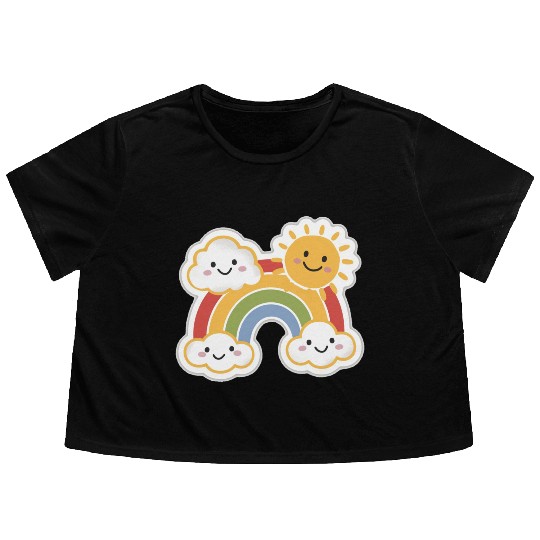 Rainbow Bright Flowy Cropped Tees
