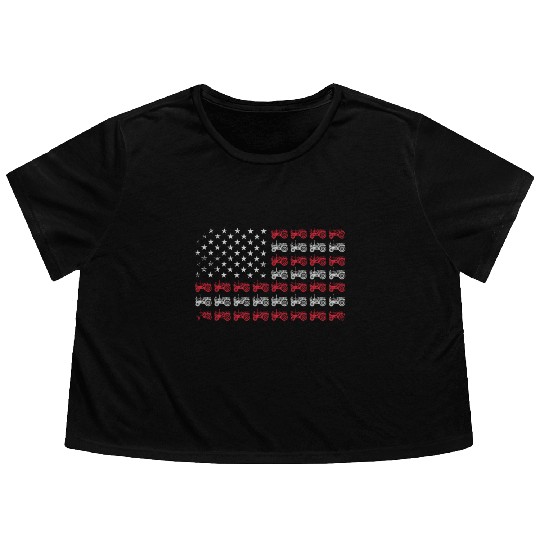 Tractor American Flag Farmer Flowy Cropped Tees