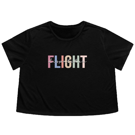 Flight Dispatcher Aviation Flowy Cropped Tees