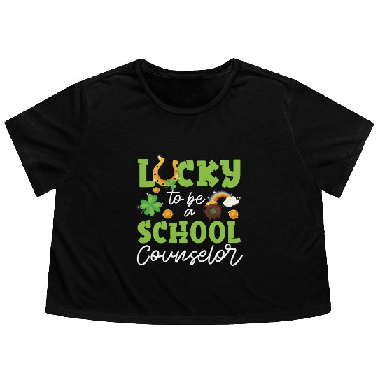 School Counselor St Patricks Day Flowy Cropped Tees