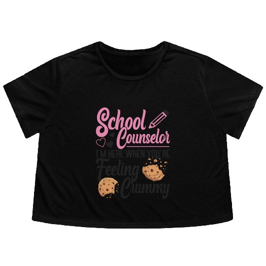 School Counselor Pun Cookie School Flowy Cropped Tees