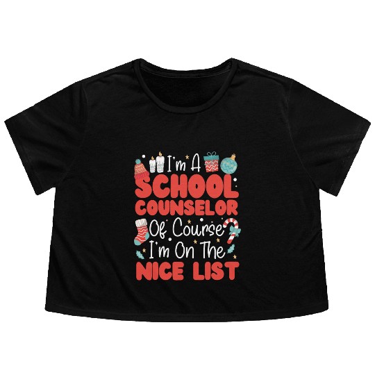 School Counselor Christmas I'm A Flowy Cropped Tees