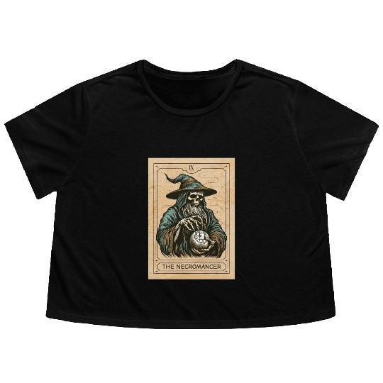Necromancer - Spooky Necromancer Bones Necromancer Flowy Cropped Tees
