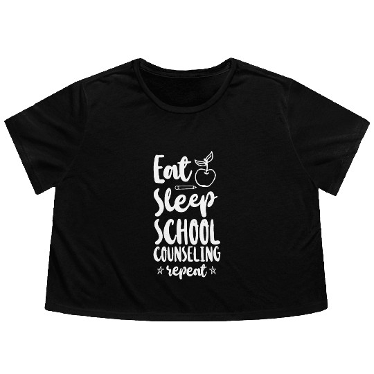 School Counselor Eat Sleep School Flowy Cropped Tees