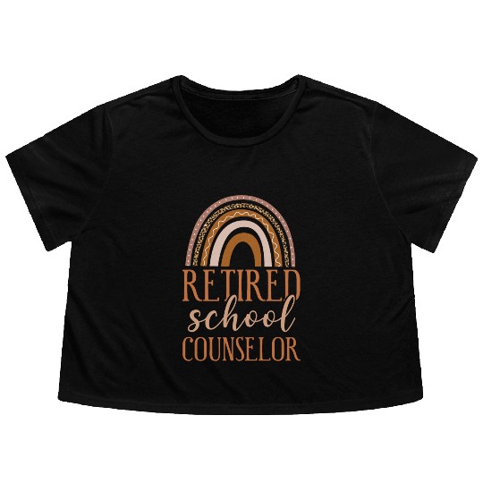 School Counselor Retired Rainbow Flowy Cropped Tees