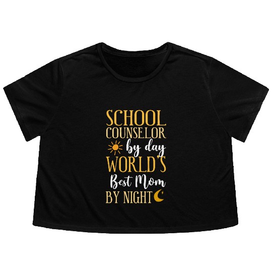 School Counselor Mom School Flowy Cropped Tees