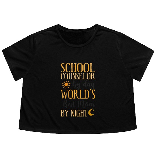 School Counselor Mom School Flowy Cropped Tees