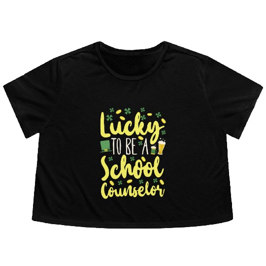 School Counselor St Patricks Day Flowy Cropped Tees
