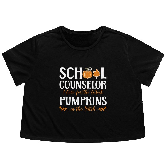 School Counselor Pumpkin Fall Flowy Cropped Tees