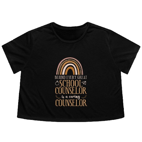 School Counselor Rainbow Behind Flowy Cropped Tees