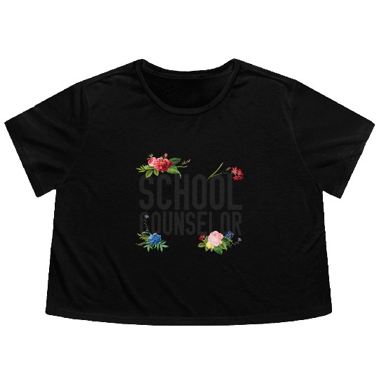 School Counselor Flower Floral Flowy Cropped Tees