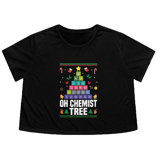 Christmas Tree Chemistry Science Periodic Table Flowy Cropped Tees