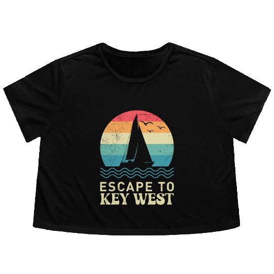 Florida ESCAPE TO KEY-WEST Sailing Florida Flowy Cropped Tees