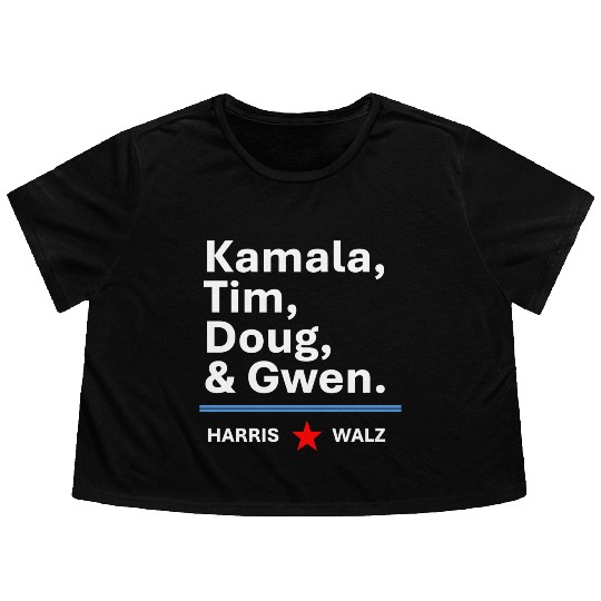 Harris & Walz | Kamala, Tim, Doug & Gwen Flowy Cropped Tees