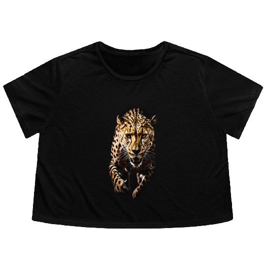 A Cheetah in Motion Flowy Cropped Tees
