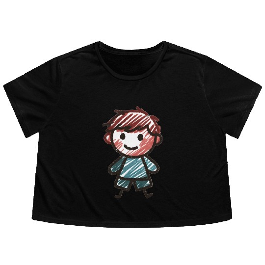 Kid doodle Flowy Cropped Tees