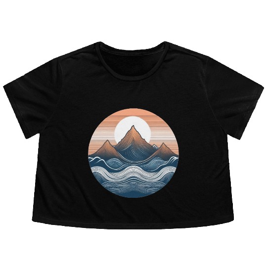 Mountain and Ocean Flowy Cropped Tees