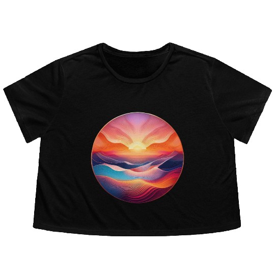 Colorful Sunrise Flowy Cropped Tees
