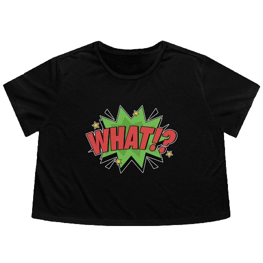 What!? Retro Comic Pop Art Surprise Flowy Cropped Tees