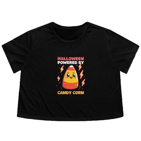 Candy Corn Halloween Powered By Candy Corn Flowy Cropped Tees
