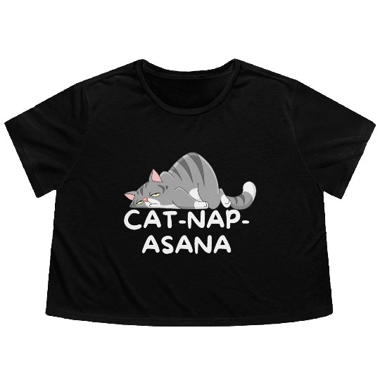 Funny Cat-Nap-Asana sleeping yoga Flowy Cropped Tees