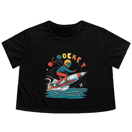 Flowy Cropped Tees/ Flowy Cropped Tees "Rocket Surfing" logo design
