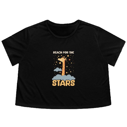 Giraffe Reach For The Stars Flowy Cropped Tees