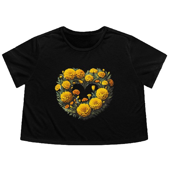 Marigold Flowers Flowy Cropped Tees
