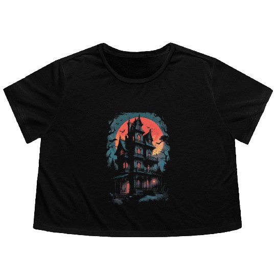 Haunted House Flowy Cropped Tees