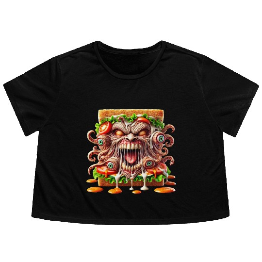 Terrifying Monster Sandwich Flowy Cropped Tees
