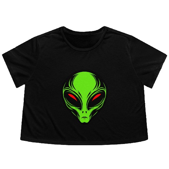 Green Alien Flowy Cropped Tees