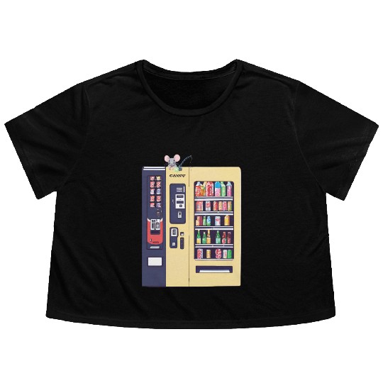 Japanese vending machine with little friend. Flowy Cropped Tees