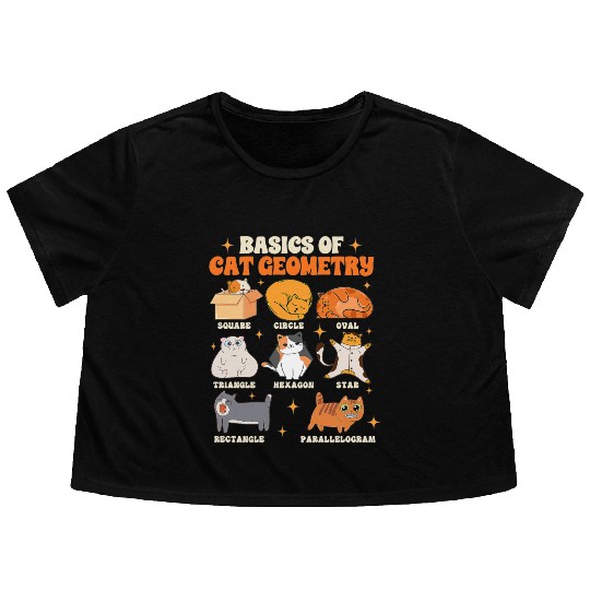 Math Teacher Life Teaching Basics Of Cat Geometry Flowy Cropped Tees