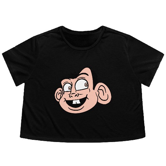 Monkey Face Sweet Cute Little Head Laughs Happy Flowy Cropped Tees
