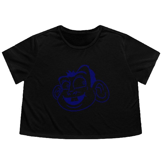 Monkey Face Sweet Cute Little Head Laughs Happy Flowy Cropped Tees