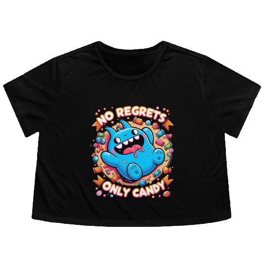 Stitch Halloween Disneyland No Regrets Only Candy Flowy Cropped Tees