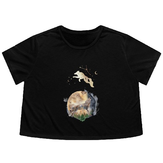 Wolf Moon Magic Flowy Cropped Tees