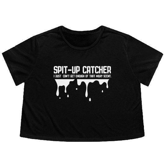 Spit Up Catcher Newborn Dad Joke Burp Flowy Cropped Tees