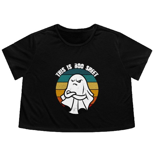 This Is Boo Sheet Ghost Retro Halloween Flowy Cropped Tees