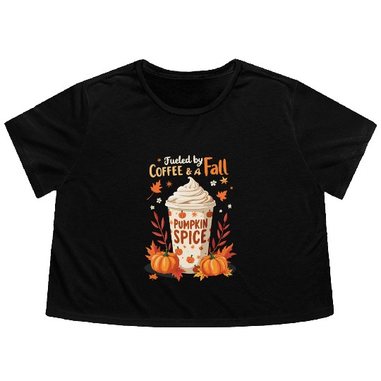 Fueled by Coffee & Fall Vibes Flowy Cropped Tees