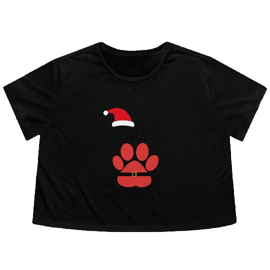 Santa Paws Flowy Cropped Tees, Christmas for Pet lover santa