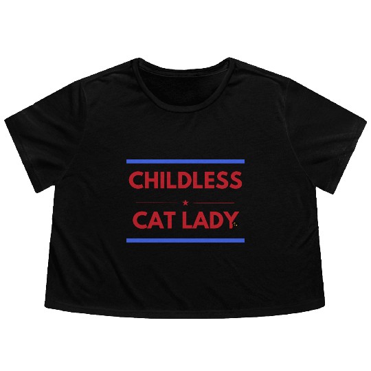 Childless cat lady Flowy Cropped Tees