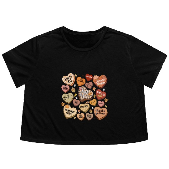 fall candy hearts Flowy Cropped Tees