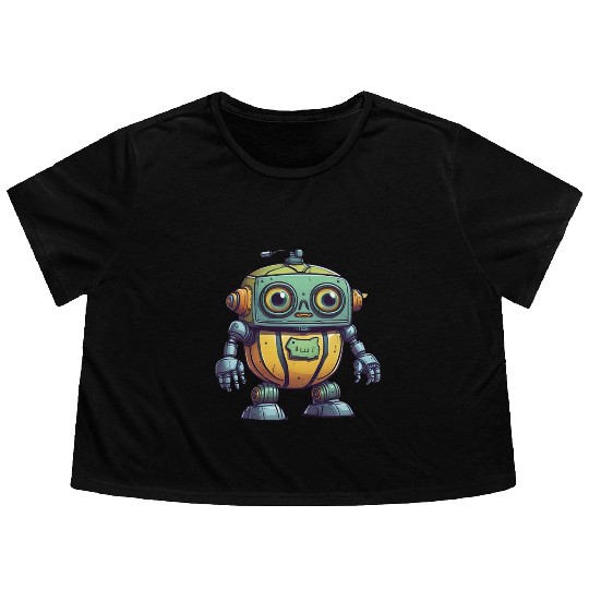 Robot Melon Flowy Cropped Tees