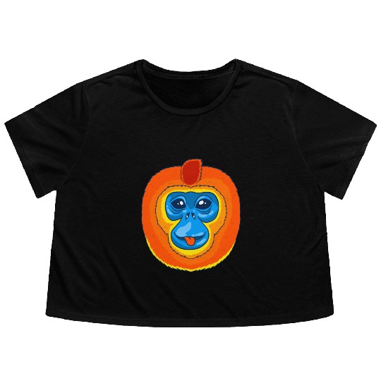 Cute Golden Snub Nosed Monkey Face Flowy Cropped Tees