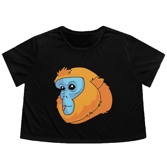 Monkey Lover Golden Snub Nosed Monkey Face Flowy Cropped Tees