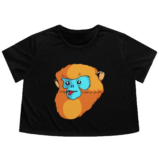Cute Monkey Face Golden Snub Nosed Monkey Lover Flowy Cropped Tees