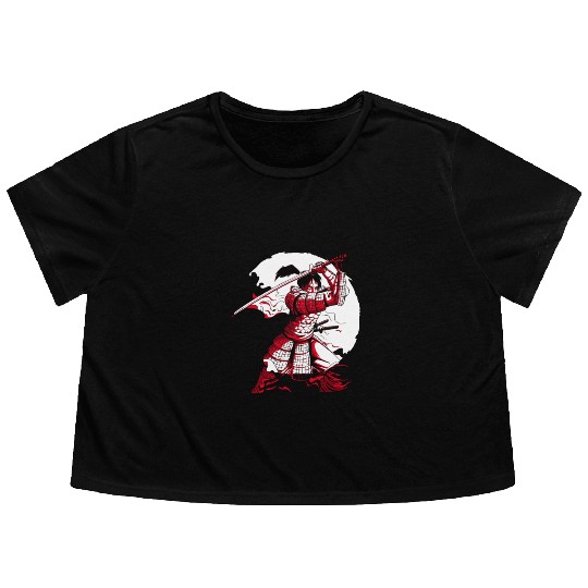 Kanji Japan Katana Sword Ninja Samurai Flowy Cropped Tees