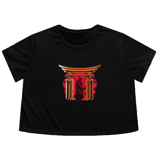 Kanji Japan Katana Sword Ninja Samurai Flowy Cropped Tees