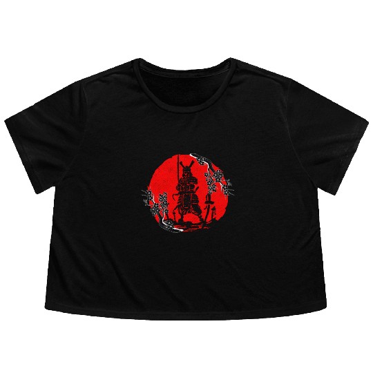 Kanji Japan Katana Sword Ninja Samurai Flowy Cropped Tees